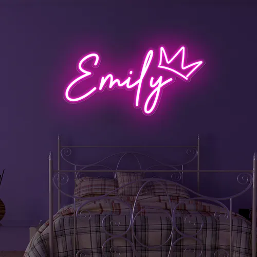 Emily Crown Neon Sign - Custom Phone Wallets Now