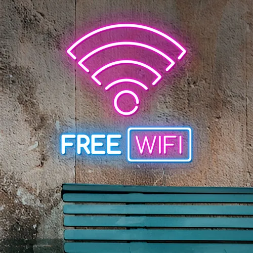 Free WIFI Zone Neon Sign - Custom Phone Wallets Now