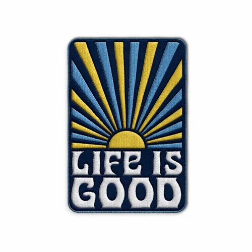 Rectangle Life is Good Iron On Patch - Custom Phone Wallets Now