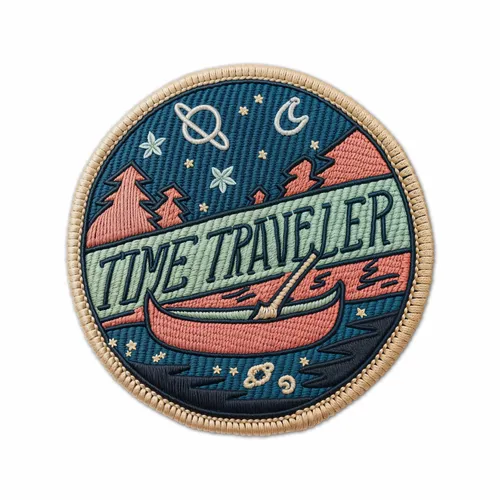 Round Time Traveler Iron On Patch - Custom Phone Wallets Now