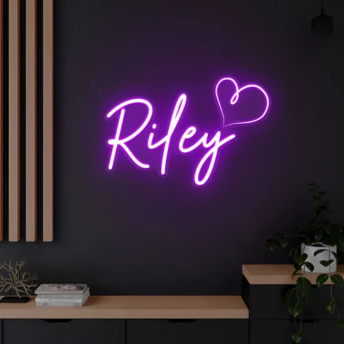 Riley Heart Neon Sign - Custom Phone Wallets Now