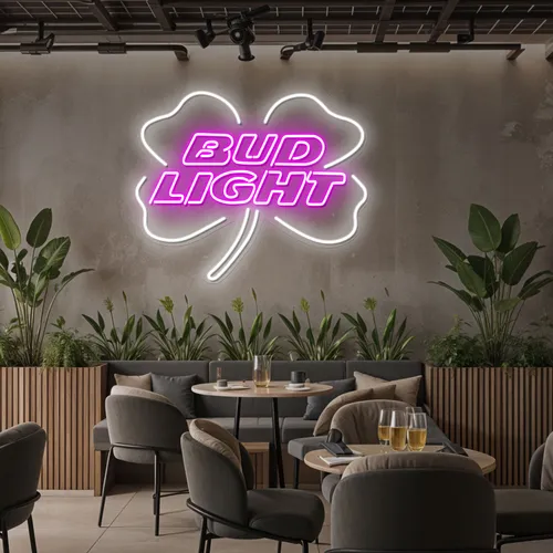 Lucky Clover Bud Light Neon Sign - Custom Phone Wallets Now