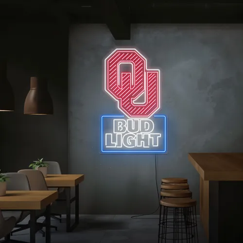 OU Bud Light Neon Sign - Custom Phone Wallets Now