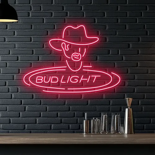Cowboy Bud Light Neon Sign - Custom Phone Wallets Now