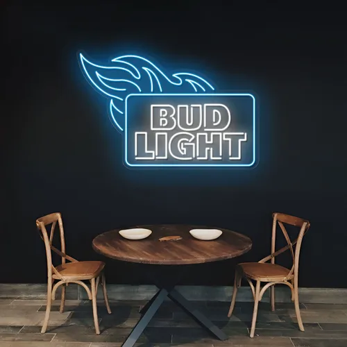 Fiery Bud Light Neon Sign - Custom Phone Wallets Now