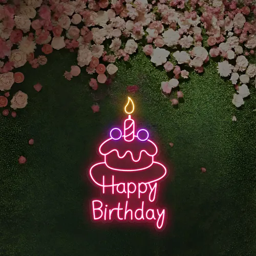 Happy Birthday Wishes Neon Sign - Custom Phone Wallets Now