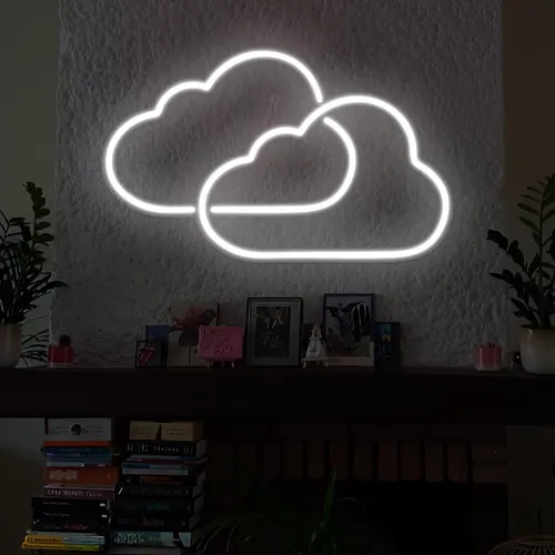 Twin Cloud Neon Signs - Custom Phone Wallets Now