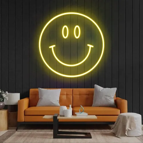 Yellow Neon Smile Sign - Custom Phone Wallets Now