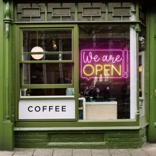 Striking Open Neon Sign - Custom Phone Wallets Now