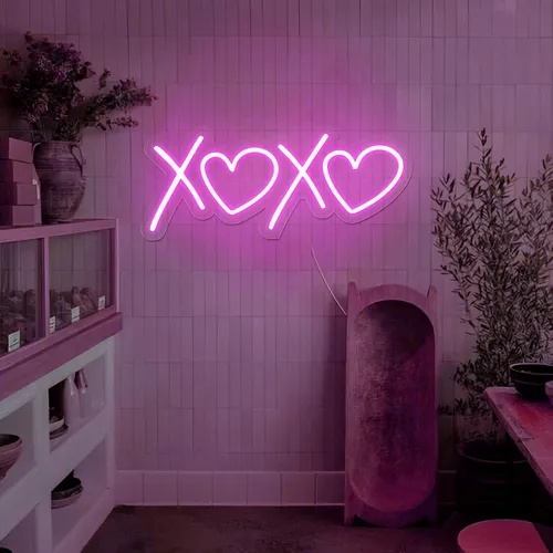 XOXO Heart Pink Neon Sign - Custom Phone Wallets Now