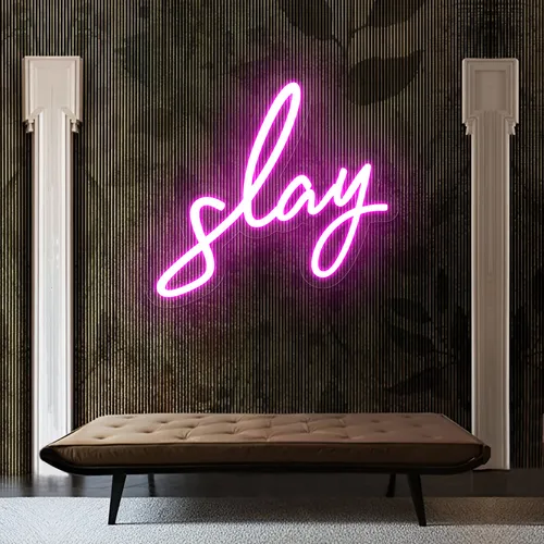 Glowing Slay Pink Neon Sign - Custom Phone Wallets Now