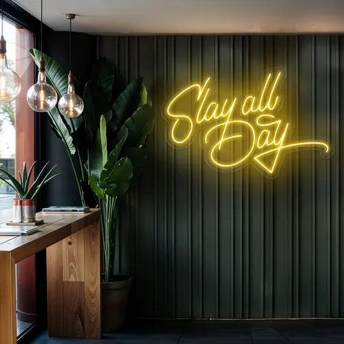Slay All Day Neon Sign - Custom Phone Wallets Now