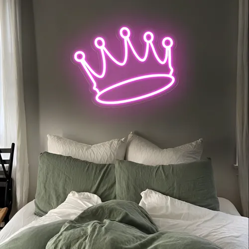Majestic Pink Crown Neon Sign - Custom Phone Wallets Now