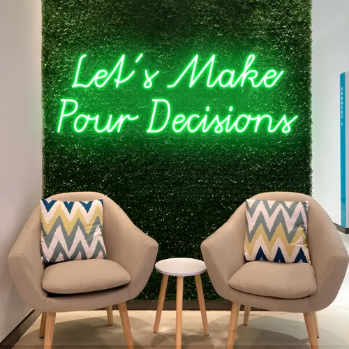Stylish "Let's Make Pour Decisions" Neon Sign - Custom Phone Wallets Now