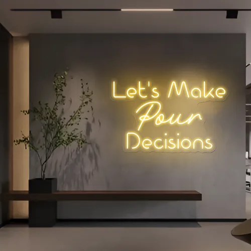 Chic "Let's Make Pour Decisions" Neon Sign - Custom Phone Wallets Now