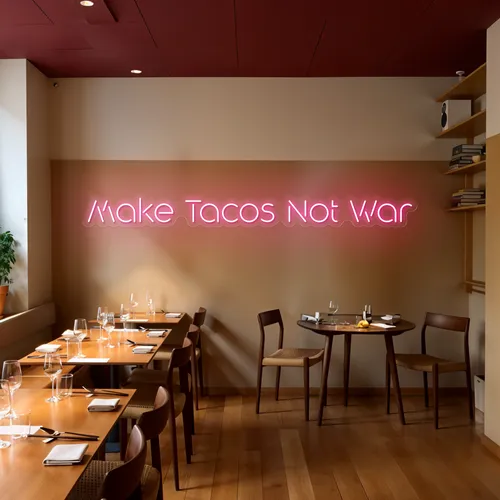 Mouthwatering "Make Tacos Not War" Neon Sign - Custom Phone Wallets Now
