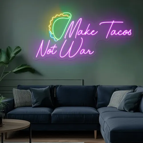 For the Beach "Make Tacos Not War" Neon Sign - Custom Phone Wallets Now