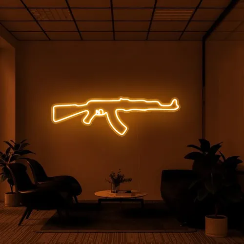 Cool Rifle Neon Sign - Custom Phone Wallets Now