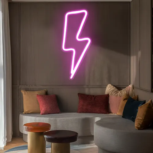 Pink Thunder Neon Sign - Custom Phone Wallets Now