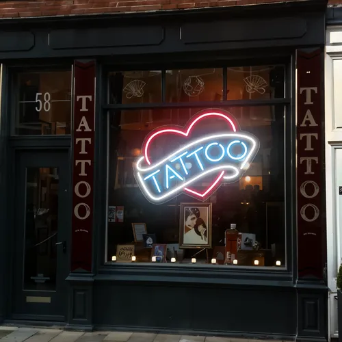 Tattoo Heart Window Neon Sign - Custom Phone Wallets Now