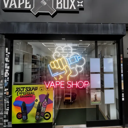 Vape Shop Window Neon Sign - Custom Phone Wallets Now