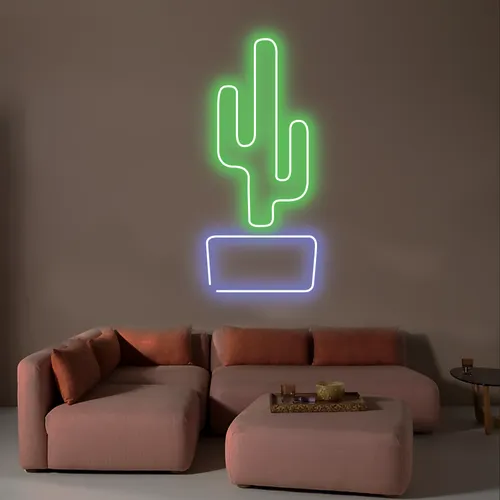Cactus Vertical Neon Sign - Custom Phone Wallets Now