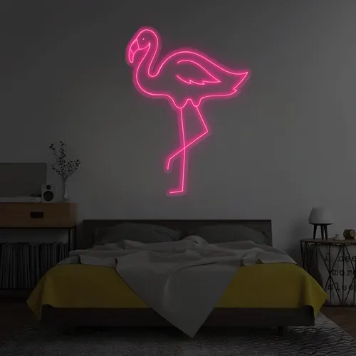 Single Flamingo Vertical Neon Sign - Custom Phone Wallets Now