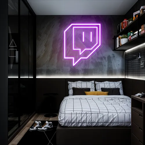 Twitch Icon Glow Neon Sign - Custom Phone Wallets Now