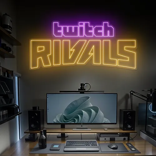 Twitch Rivals Gaming Setup Neon Sign - Custom Phone Wallets Now