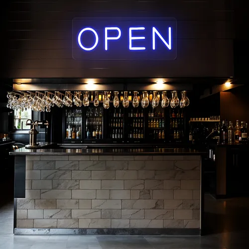 Mini Open Neon Sign - Custom Phone Wallets Now