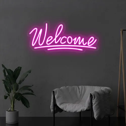 Welcome Underline Neon Sign - Custom Phone Wallets Now
