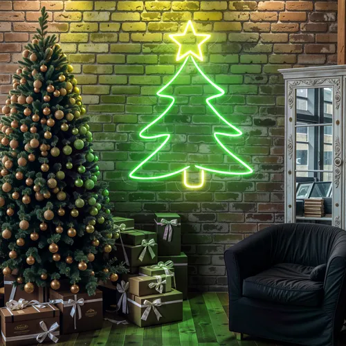 Mini Christmas Tree Neon Sign - Custom Phone Wallets Now