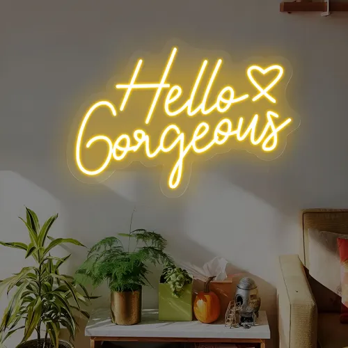 Hello Gorgeous Neon Sign - Custom Phone Wallets Now