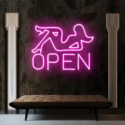 Open With Pin-Up Neon Sign - Custom Phone Wallets Now