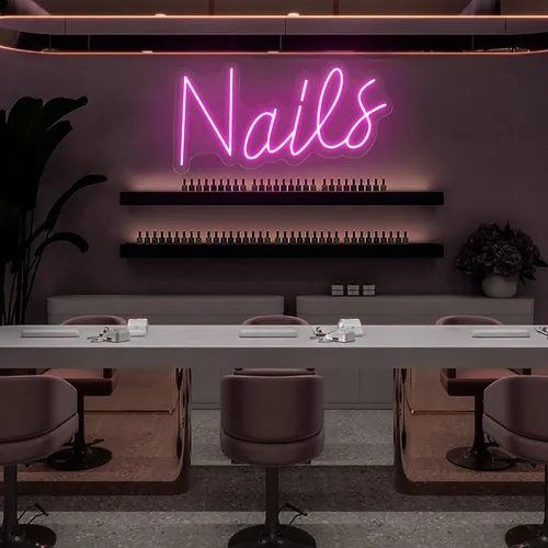 Nails Script Neon Sign - Custom Phone Wallets Now