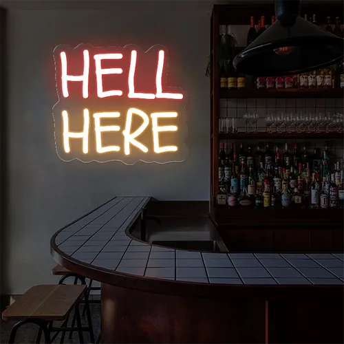 Hell Here Neon Signs - Custom Phone Wallets Now