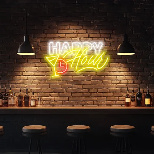 Custom Happy Hour Neon Signs - Custom Phone Wallets Now