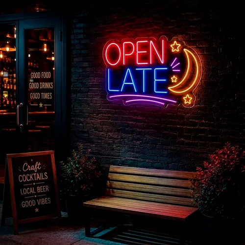Custom Open Late Neon Signs - Custom Phone Wallets Now