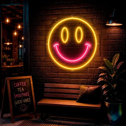 Custom Smiley Face Neon Signs - Custom Phone Wallets Now