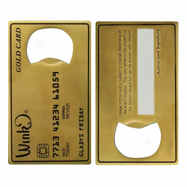 Gold Card Shaped Bottle Opener - Custom Phone Wallets Now