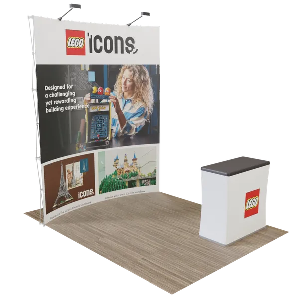 Custom Curved Pop Up Trade Show Display Stand 8' x 8' - Custom Phone Wallets Now