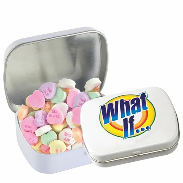 Domed Tin - Imprinted Conversation Hearts - Custom Phone Wallets Now