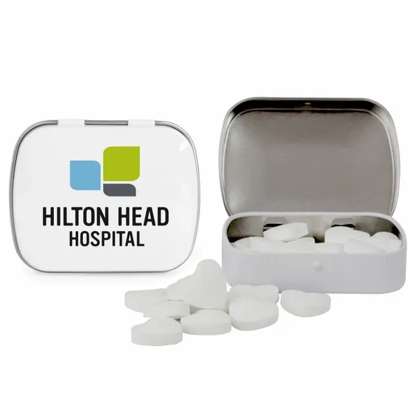 Domed Tin with Heart Shaped Mints - Custom Phone Wallets Now