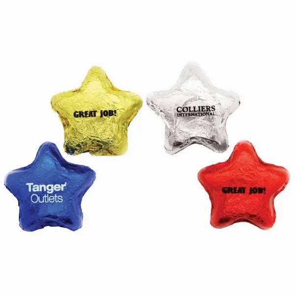 Imprinted Chocolate Foiled Stars - Custom Phone Wallets Now