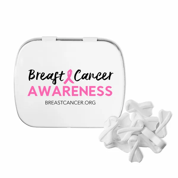 Domed Tin with Ribbon Shaped Mints - Custom Phone Wallets Now