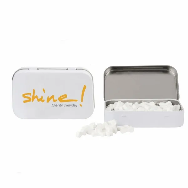 Rectangular Tin with Ribbon Shaped Mints - Custom Phone Wallets Now