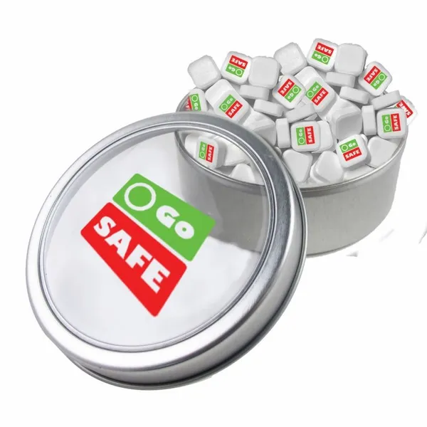 Large Top View Tin - Imprinted Square Mints - Custom Phone Wallets Now
