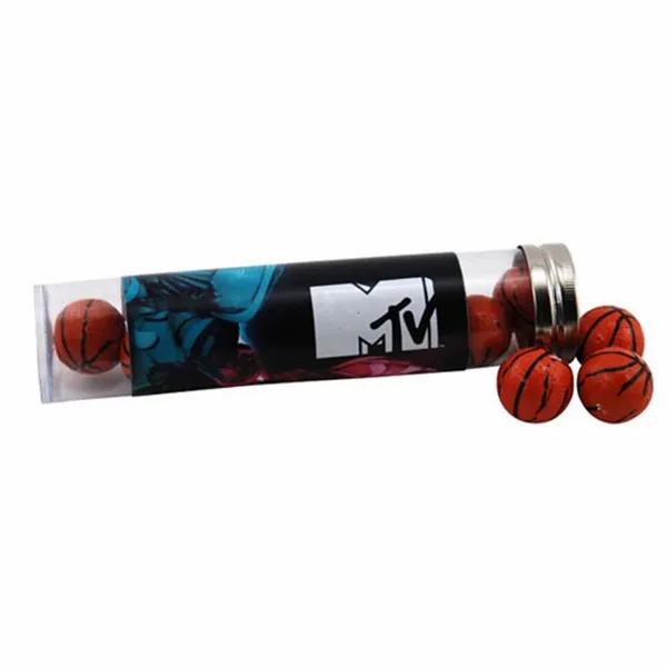 Tube with Chocolate Basketballs 6" tube - Custom Phone Wallets Now