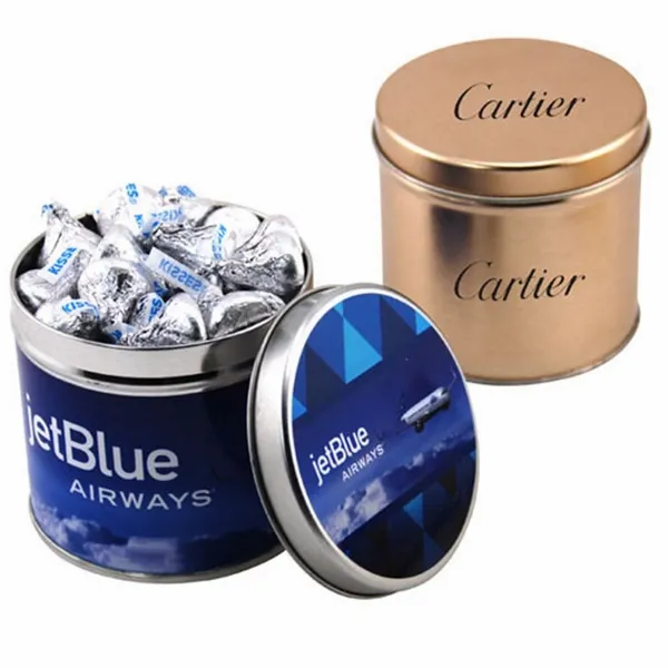 Round Tin with Hershey Kisses - Custom Phone Wallets Now