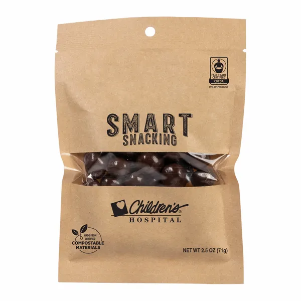 FairTrade Dark Chocolate Almonds in Compostable Kraft Pouch - Custom Phone Wallets Now